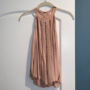 Free People blush halter top with sequin detail